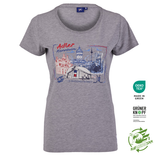 T-Shirt Frauen Eishockeystadt Zeichnung T-Shirt Frauen Eishockeystadt Zeichnung